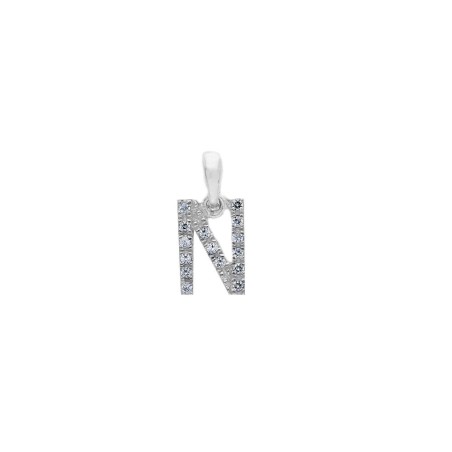 Ciondolo in oro bianco 375/°°° e zirconia cubica con iniziale