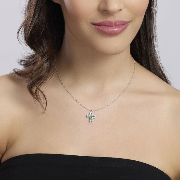 MABINA 553846 - Girocollo in argento 925/°°° smeraldo sintetico e zirconi