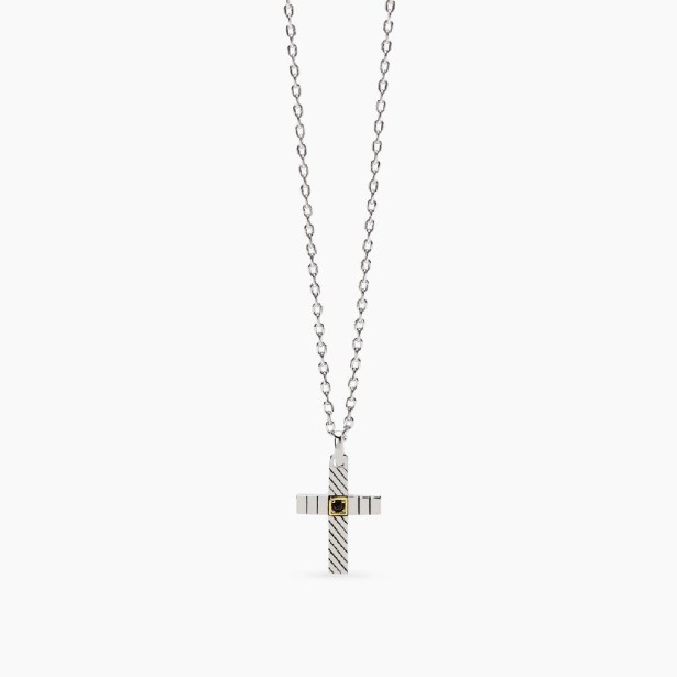 MABINA 553818 - Collana in argento 925/°°° elemento placcato oro 18Kt e zircone