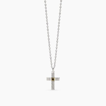 MABINA 553818 - Collana in argento 925/°°° elemento placcato oro 18Kt e zircone