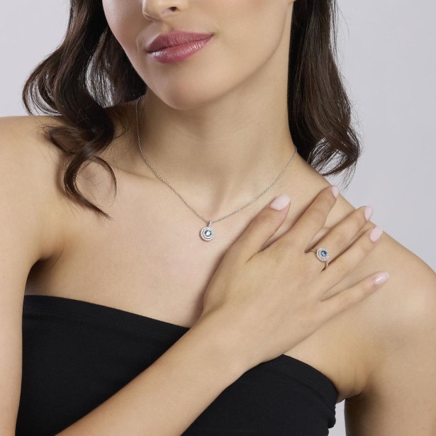 MABINA 553844 - Girocollo in argento 925/°°° acquamarina sintetica e zirconi