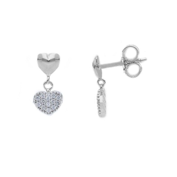 Orecchini oro bianco 375/ooo e zirconia cubica con cuore