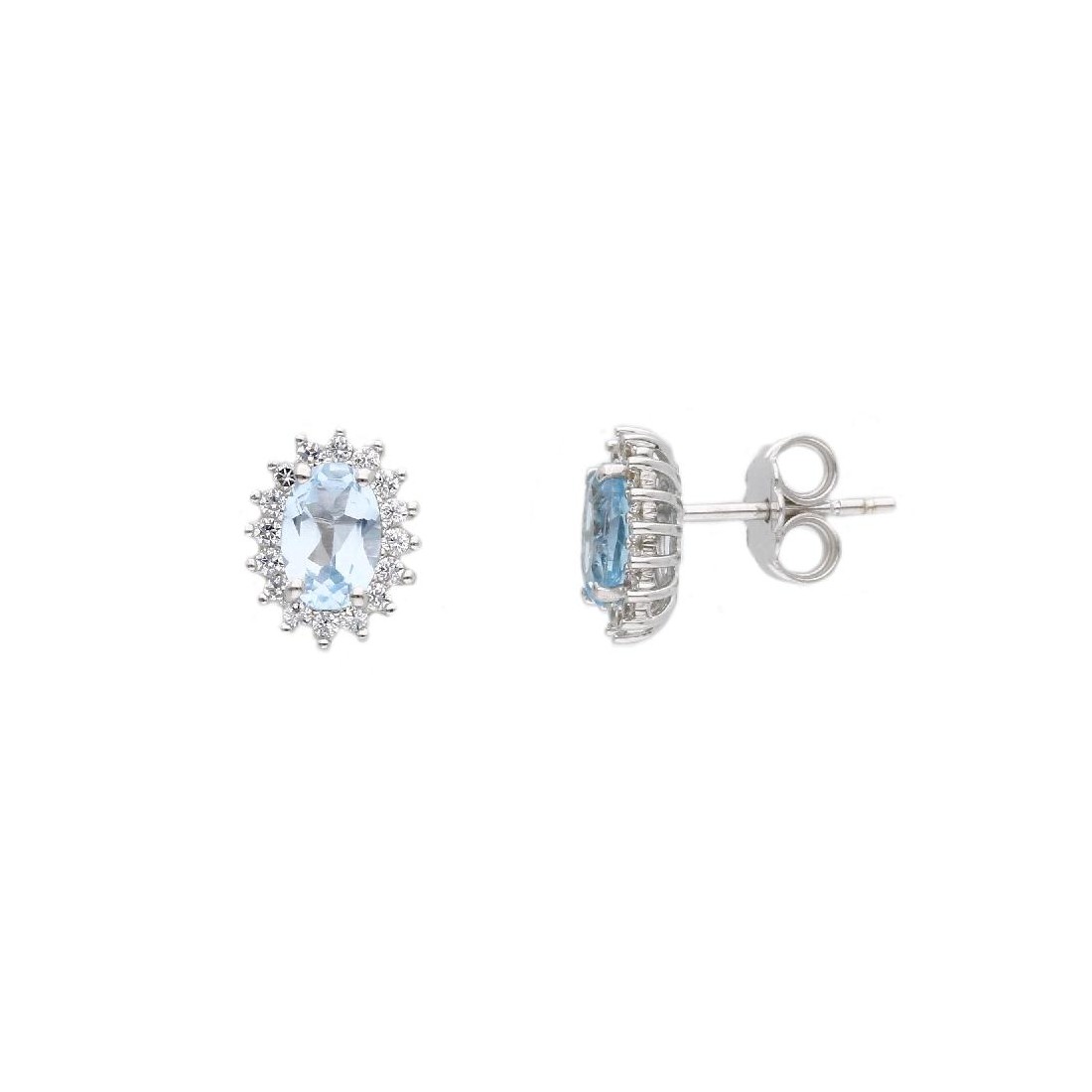 Orecchini oro bianco 375/°°° zirconia cubicae cristallo artificiale