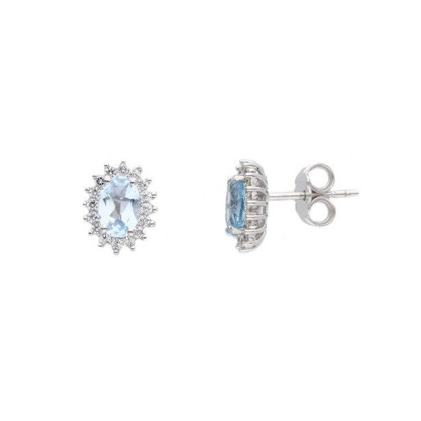 Orecchini oro bianco 375/°°° zirconia cubicae cristallo artificiale
