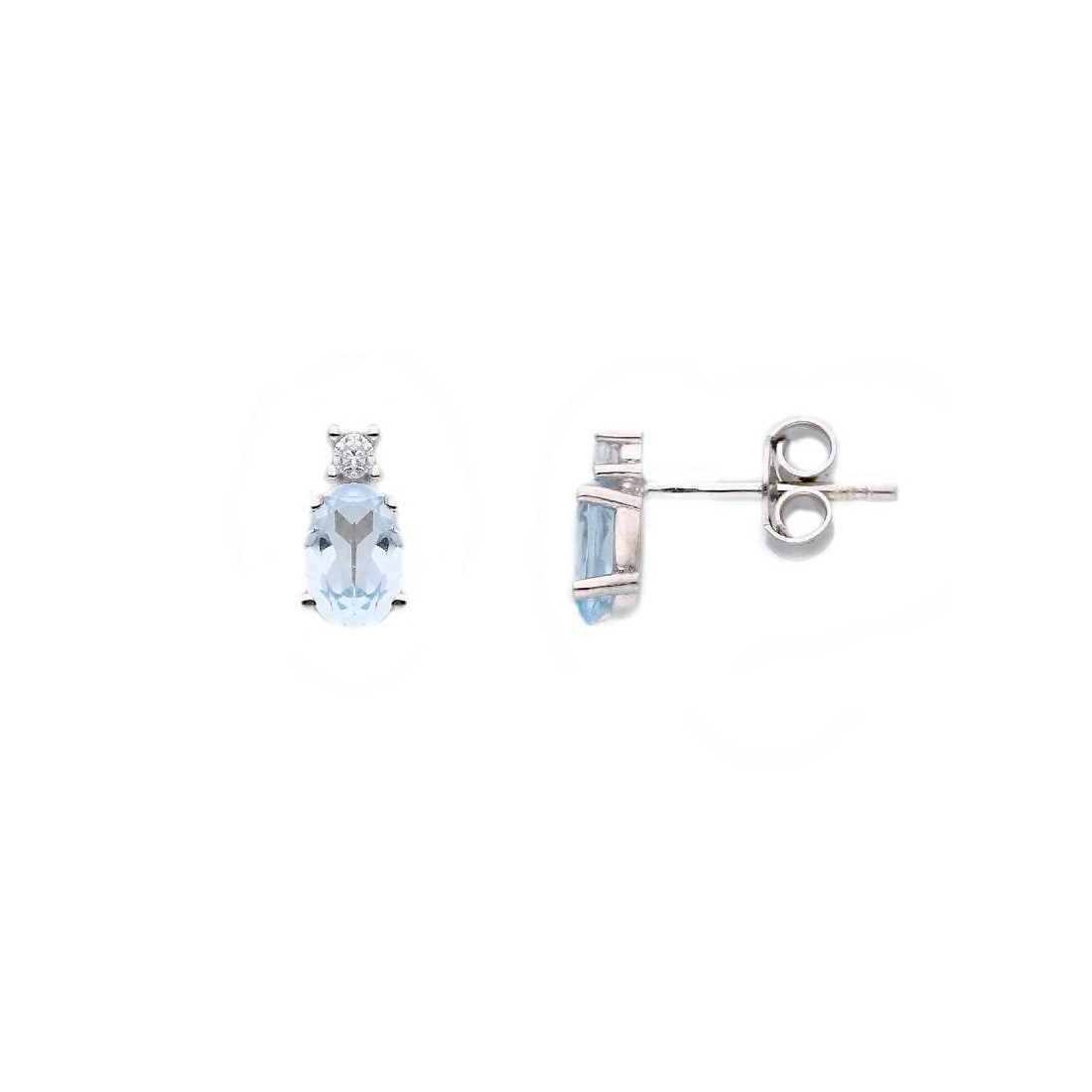 Orecchini oro bianco 375/ooo zirconia cubica e topazio azzurro