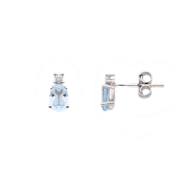 Orecchini oro bianco 375/ooo zirconia cubica e topazio azzurro