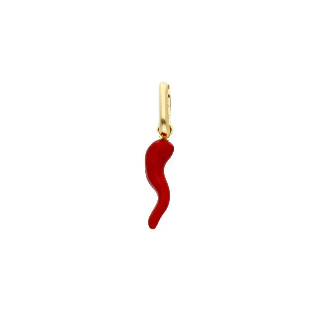 Ciondolo in oro giallo 375/ooo e smalto rosso con corno