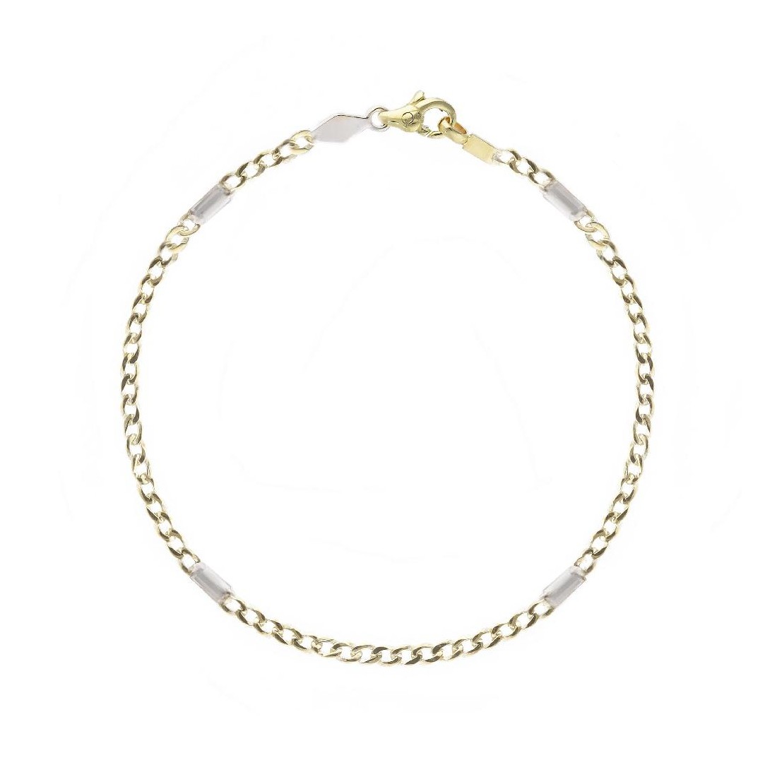 Bracciale catena groumette in oro giallo e bianco 375/ooo