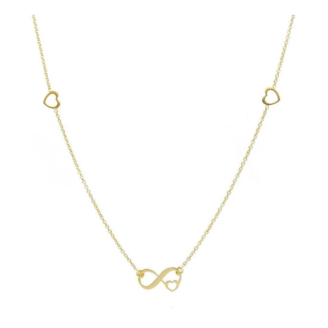 Girocollo in oro giallo 375/ooo con cuori ed infinito