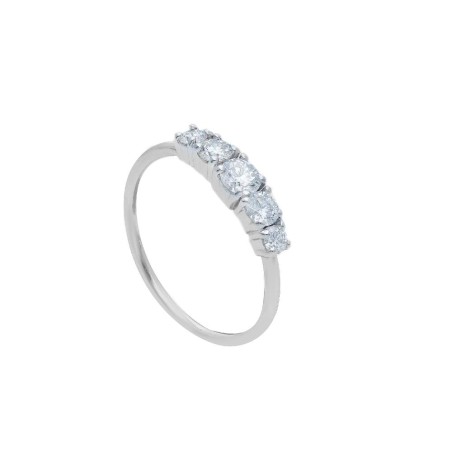 Anello riviere in oro bianco 375/°°° con diamante lab-grown