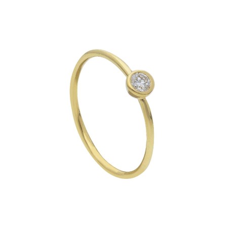 Anello solitario in oro giallo 375/°°° con diamante lab-grown
