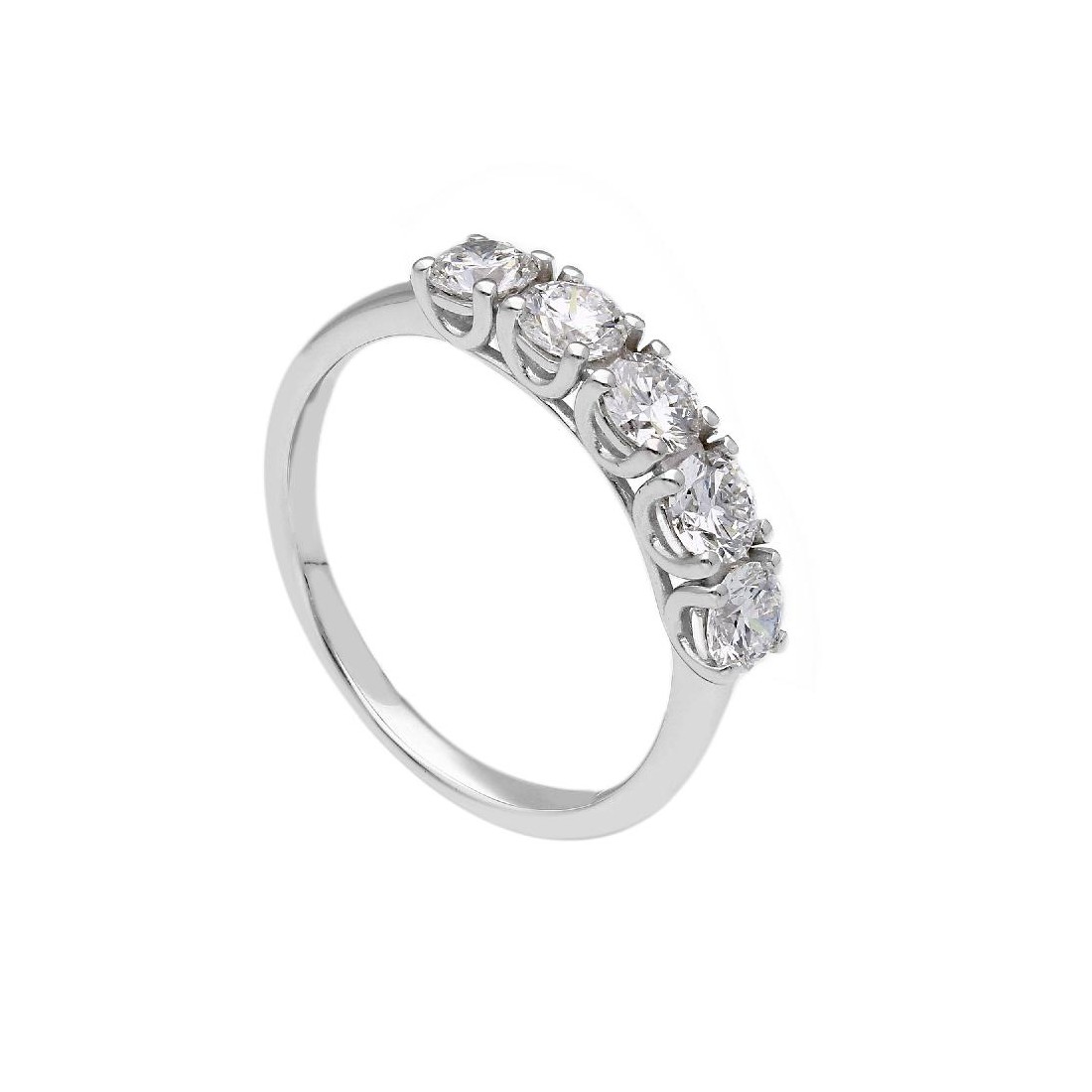 Anello riviere in oro bianco 375/°°° con diamante lab-grown