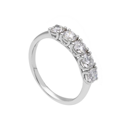 Anello riviere in oro bianco 375/°°° con diamante lab-grown
