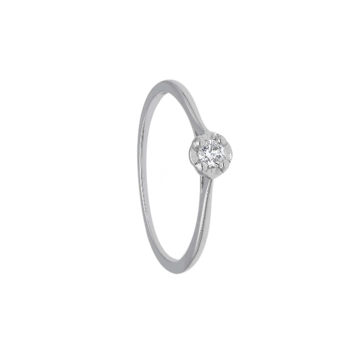 Anello solitario in oro bianco 750/ooo e diamante