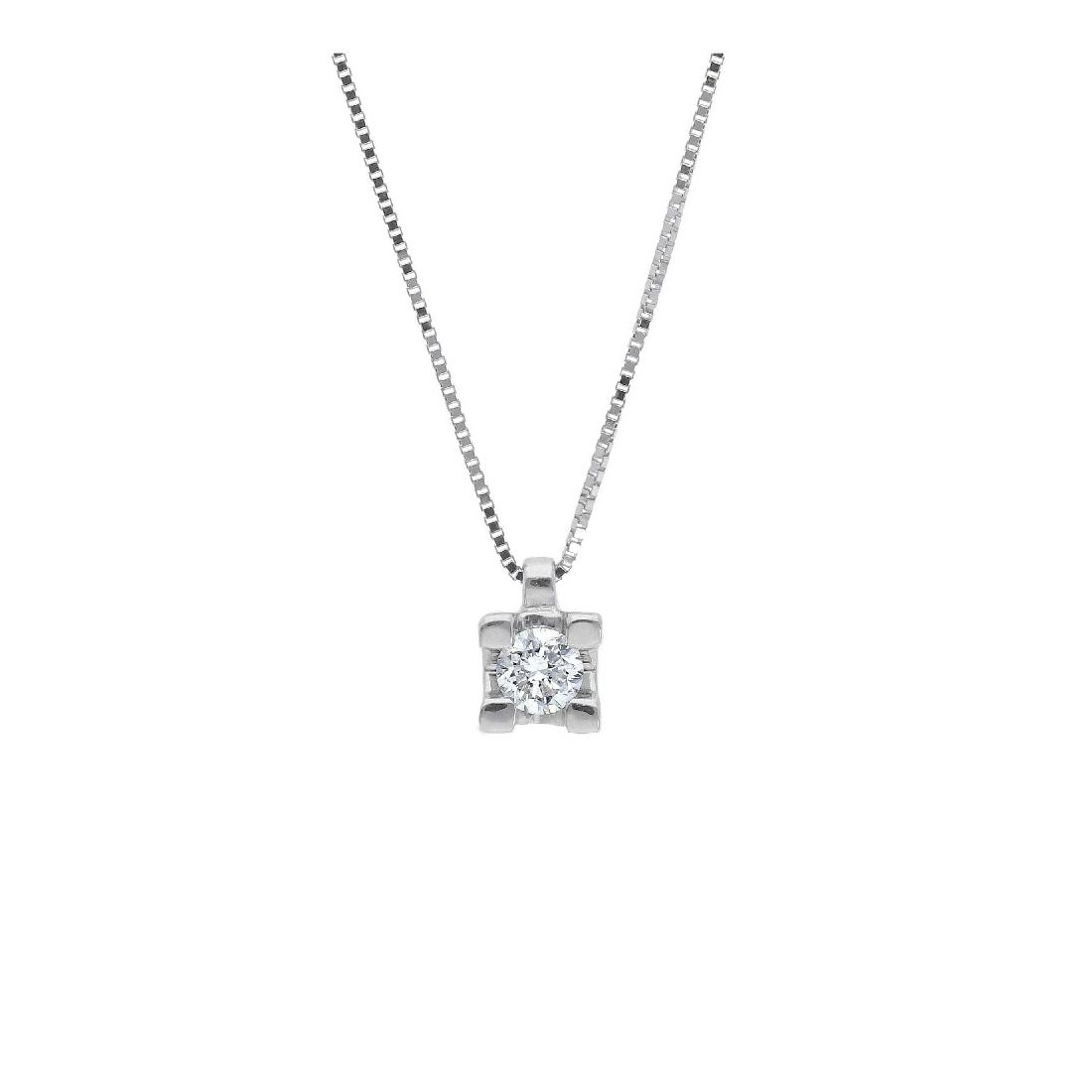 Girocollo punto luce in oro bianco 750/ooo e diamante