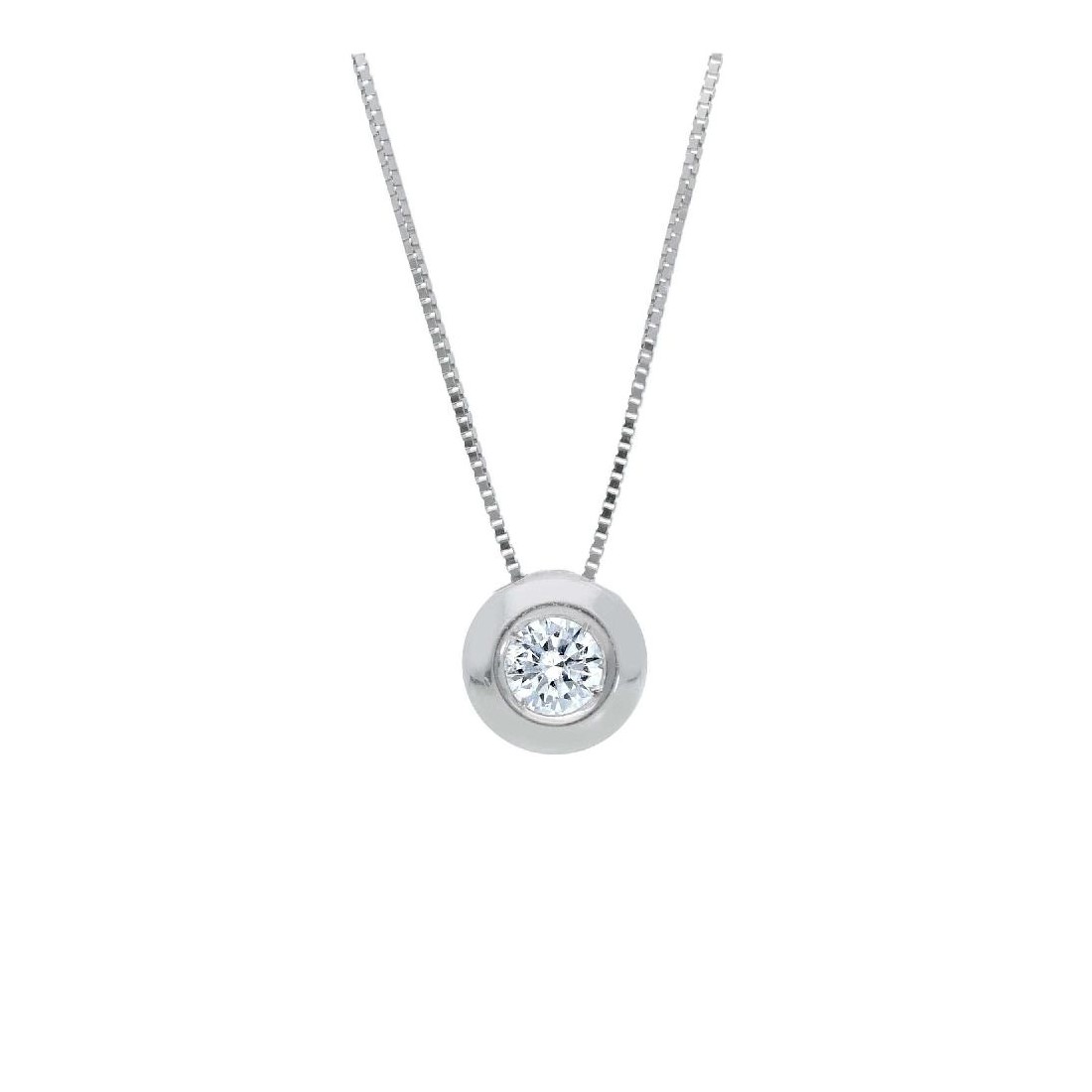 Girocollo punto luce in oro bianco 750/ooo e diamante
