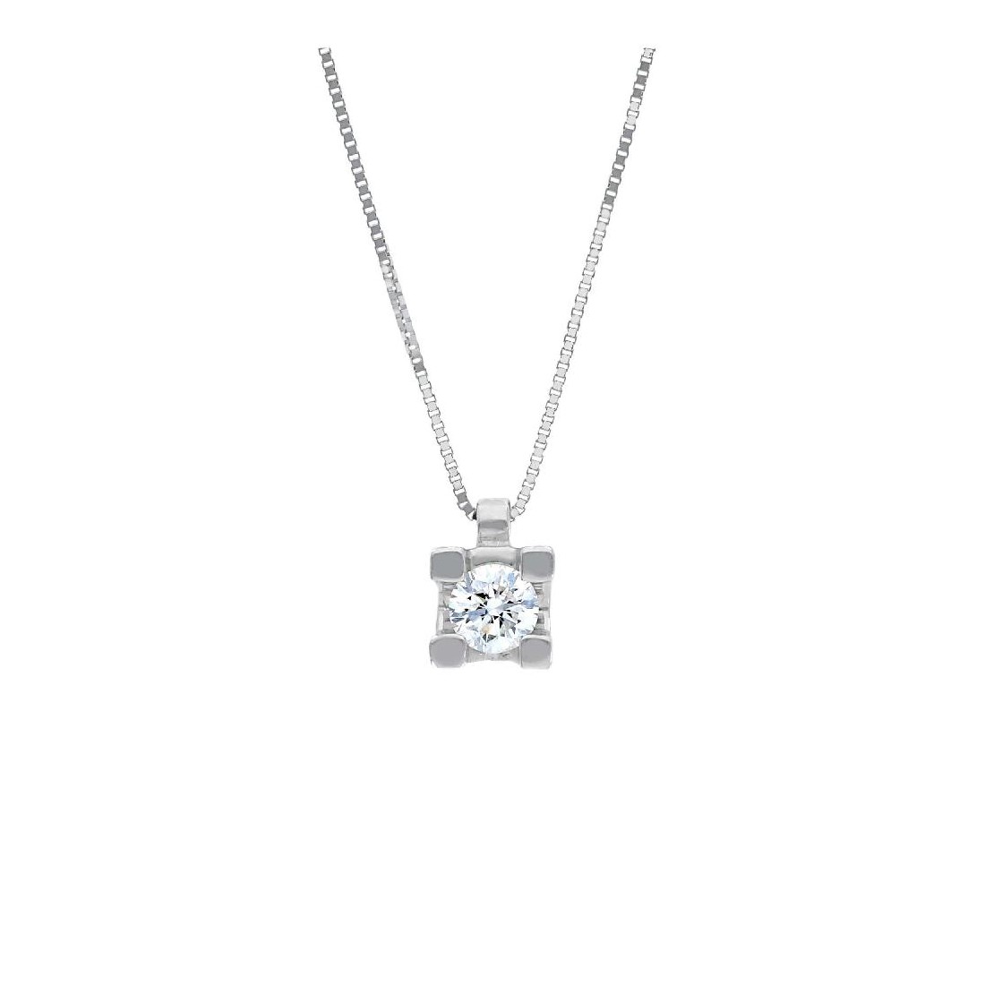 Girocollo punto luce in oro bianco 750/ooo e diamante
