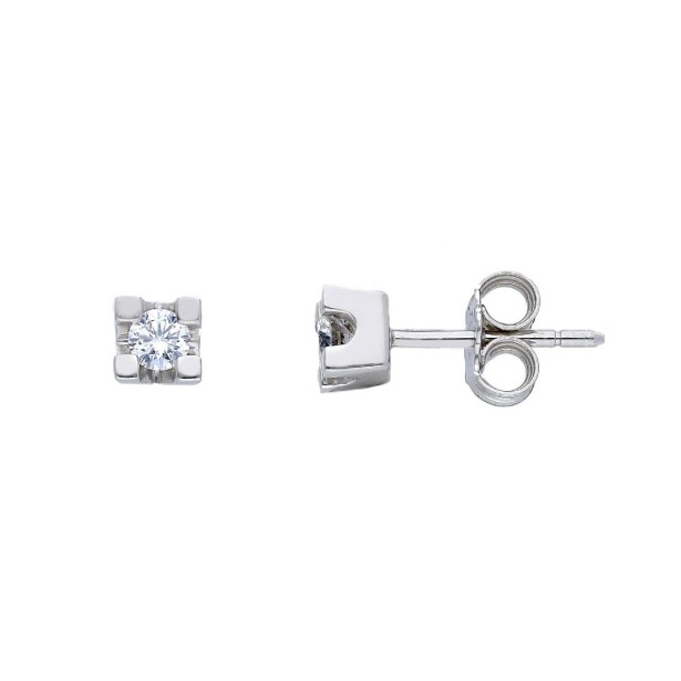 Orecchini punto luce in oro bianco 750/ooo e diamante