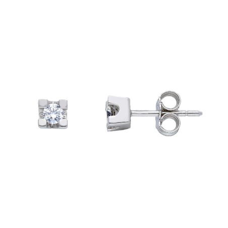 Orecchini punto luce in oro bianco 750/ooo e diamante