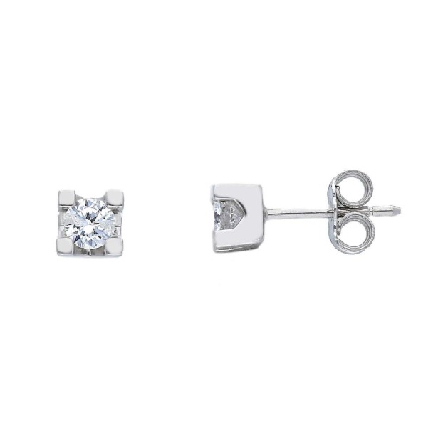 Orecchini punto luce in oro bianco 750/ooo e diamante