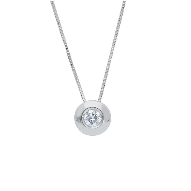 Girocollo punto luce in oro bianco 750/ooo e diamante