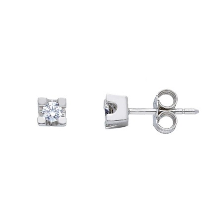 Orecchini punto luce in oro bianco 750/ooo e diamante