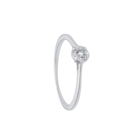Anello solitario in oro bianco 750/ooo e diamante