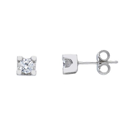 Orecchini punto luce in oro bianco 750/ooo e diamante