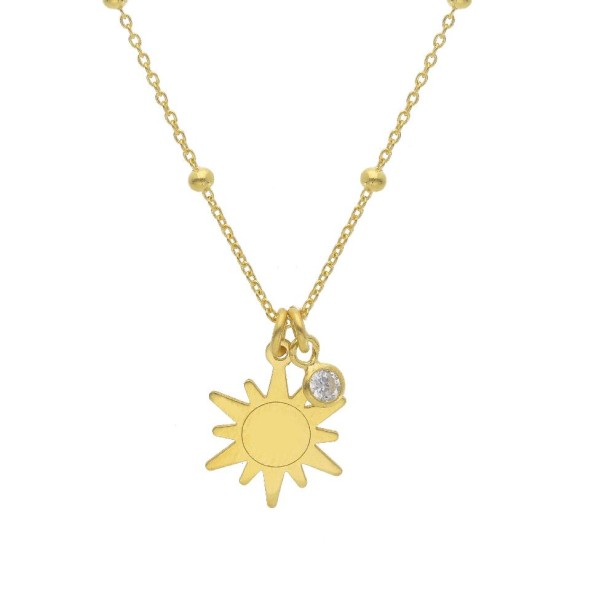 Girocollo in argento dorato 925/ooo e zirconia cubica con sole