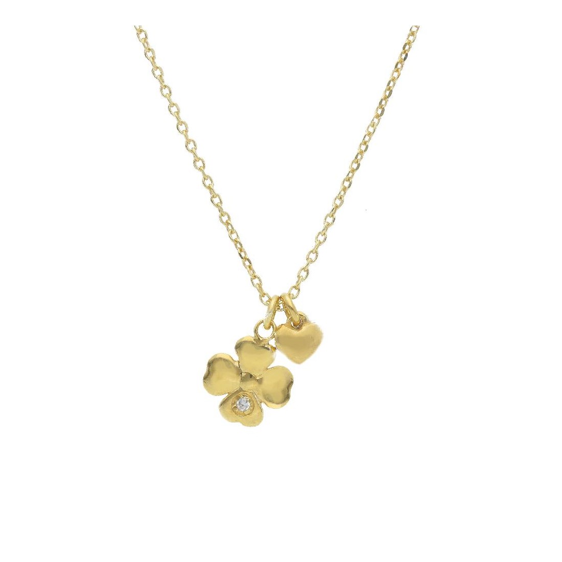 Girocollo in argento dorato 925/ooo e zirconia cubica con charms