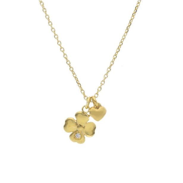 Girocollo in argento dorato 925/ooo e zirconia cubica con charms