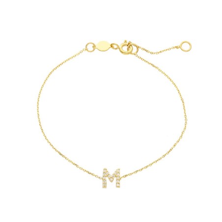 Bracciale in oro giallo 375/ooo e zirconia cubica con iniziale