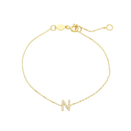 Bracciale in oro giallo 375/ooo e zirconia cubica con iniziale