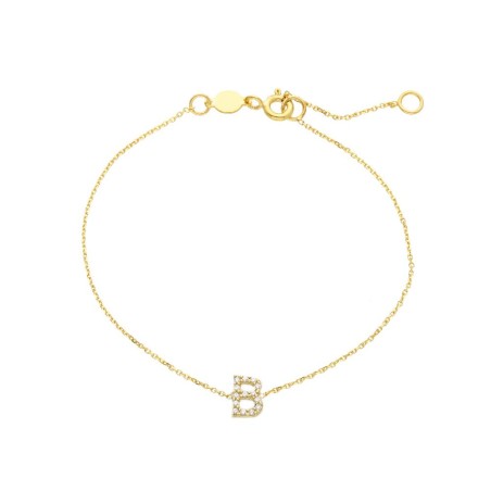 Bracciale in oro giallo 375/ooo e zirconia cubica con iniziale