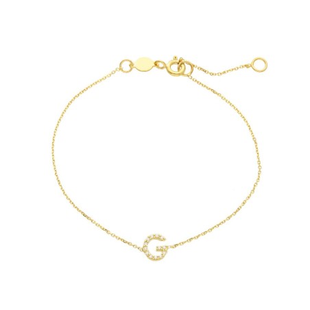 Bracciale in oro giallo 375/ooo e zirconia cubica con iniziale