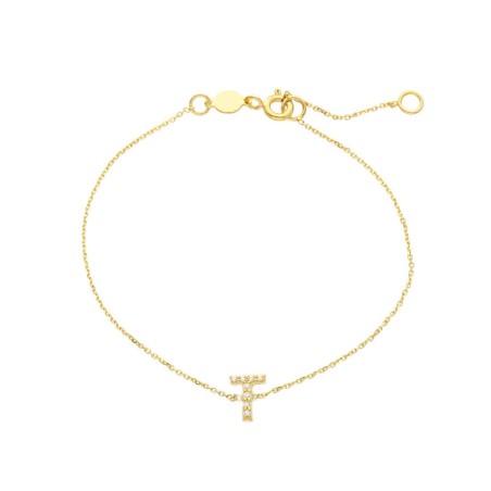 Bracciale in oro giallo 375/ooo e zirconia cubica con iniziale