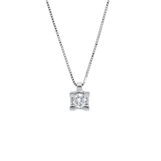 Girocollo punto luce in oro bianco 750/ooo e diamante