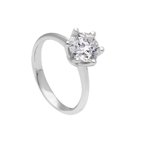 Anello solitario in oro bianco 375/°°° con diamante lab-grown