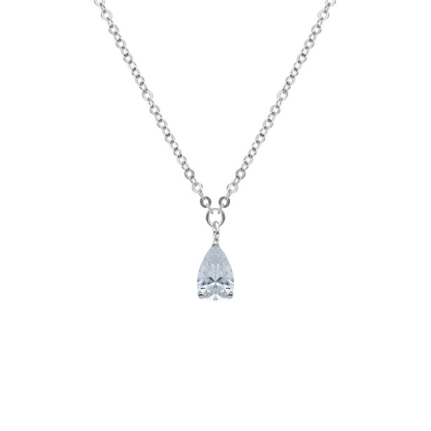 Girocollo in oro bianco 375/ooo e zirconia cubica con goccia