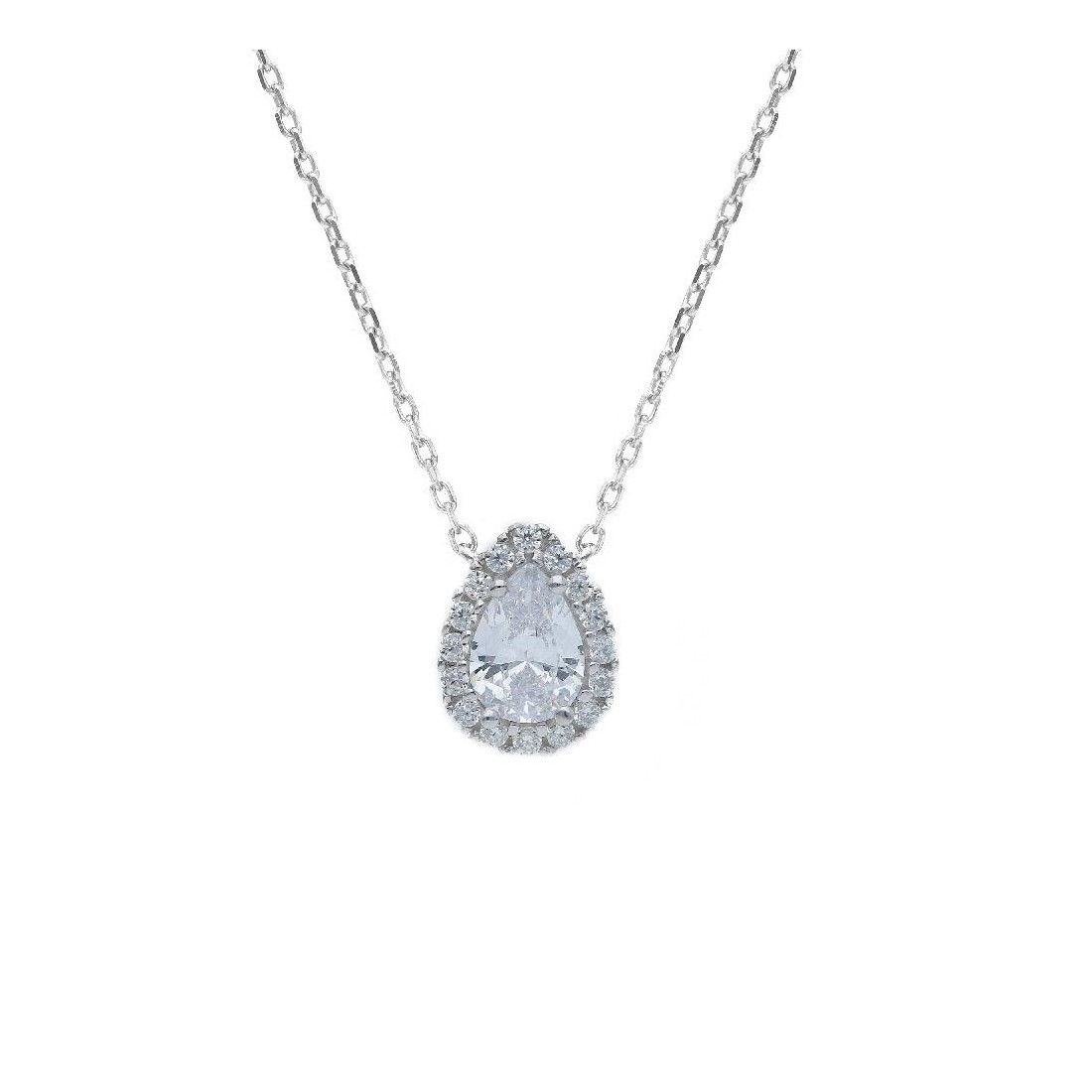 Girocollo in oro bianco 375/ooo e zirconia cubica