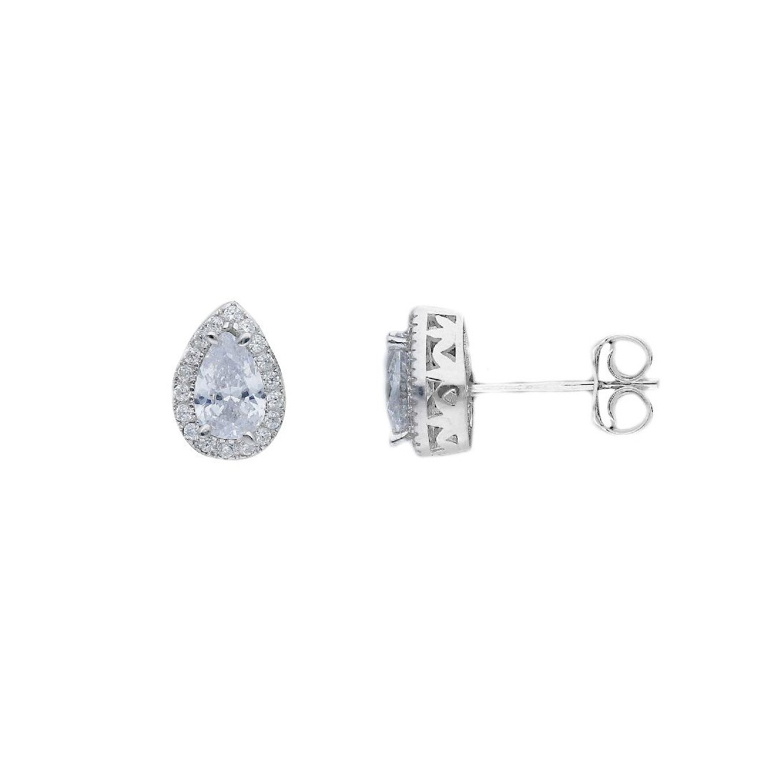 Orecchini in oro bianco 375/ooo e zirconia cubica