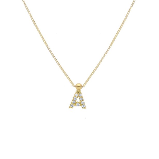 Girocollo in oro giallo 375/ooo e zirconia cubica con iniziale