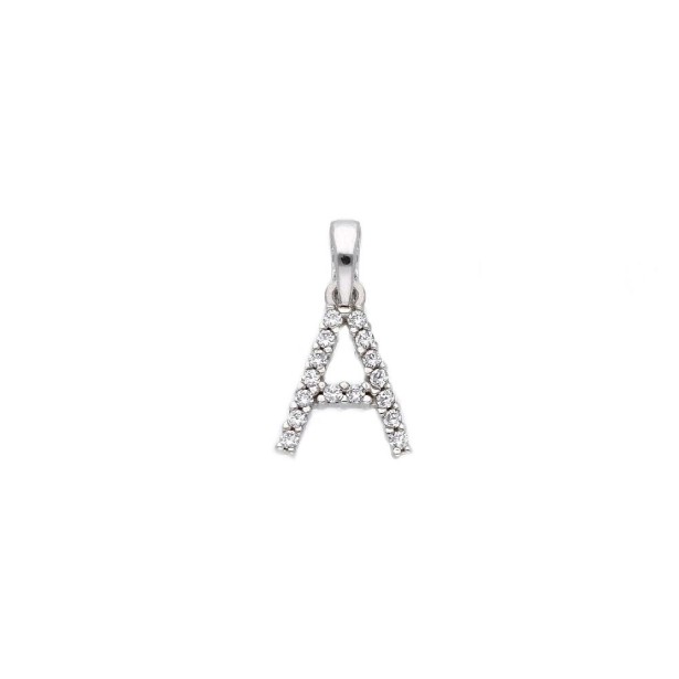 Ciondolo in oro bianco 750/ooo e zirconia cubica con iniziale