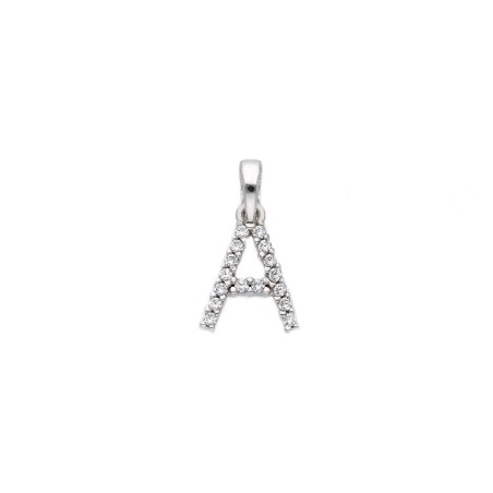 Ciondolo in oro bianco 750/ooo e zirconia cubica con iniziale