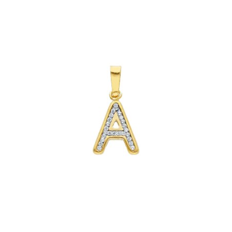 Ciondolo in oro giallo 750/ooo e zirconia cubica con iniziale