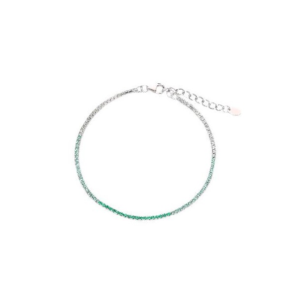 BRACCIALE TENNIS ARGENTO PIETRE VERDI