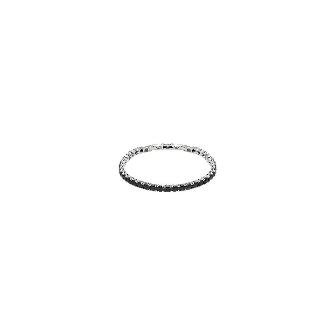 Braciale tennis in argento 925/ooo e cristallo artificiale nero
