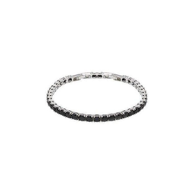 Braciale tennis in argento 925/ooo e cristallo artificiale nero