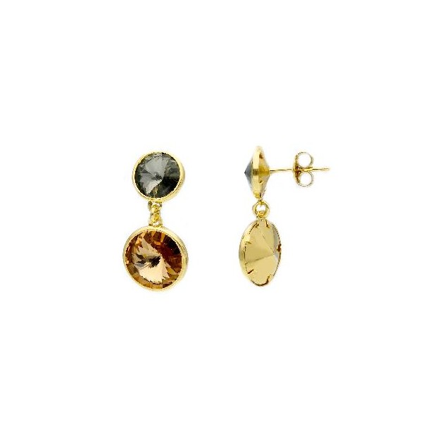 Orecchini pendendi in argento dorato 925/ooo e cristallo artificiale multicolor
