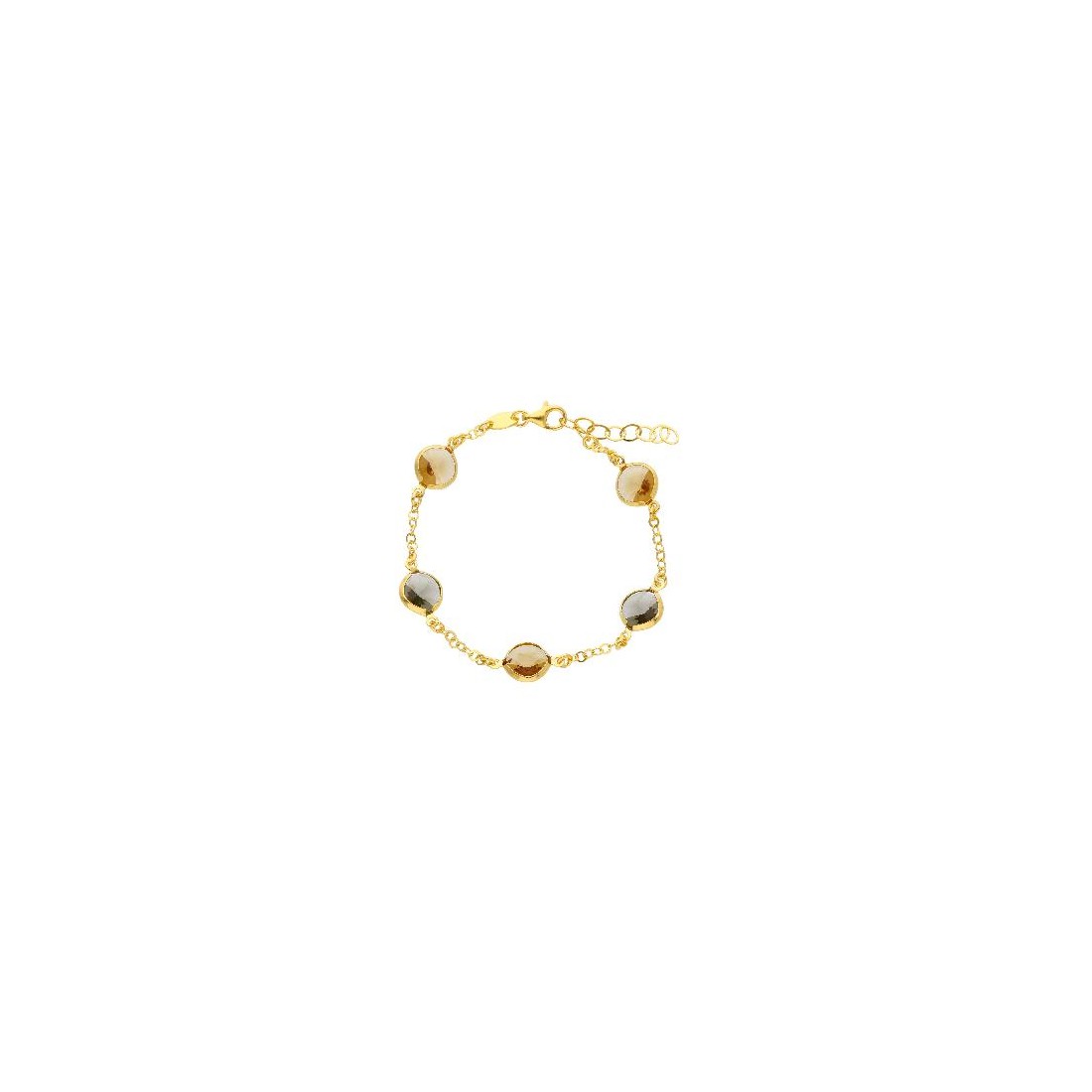 Bracciale in argento dorato 925/ooo e cristallo artificiale multicolor